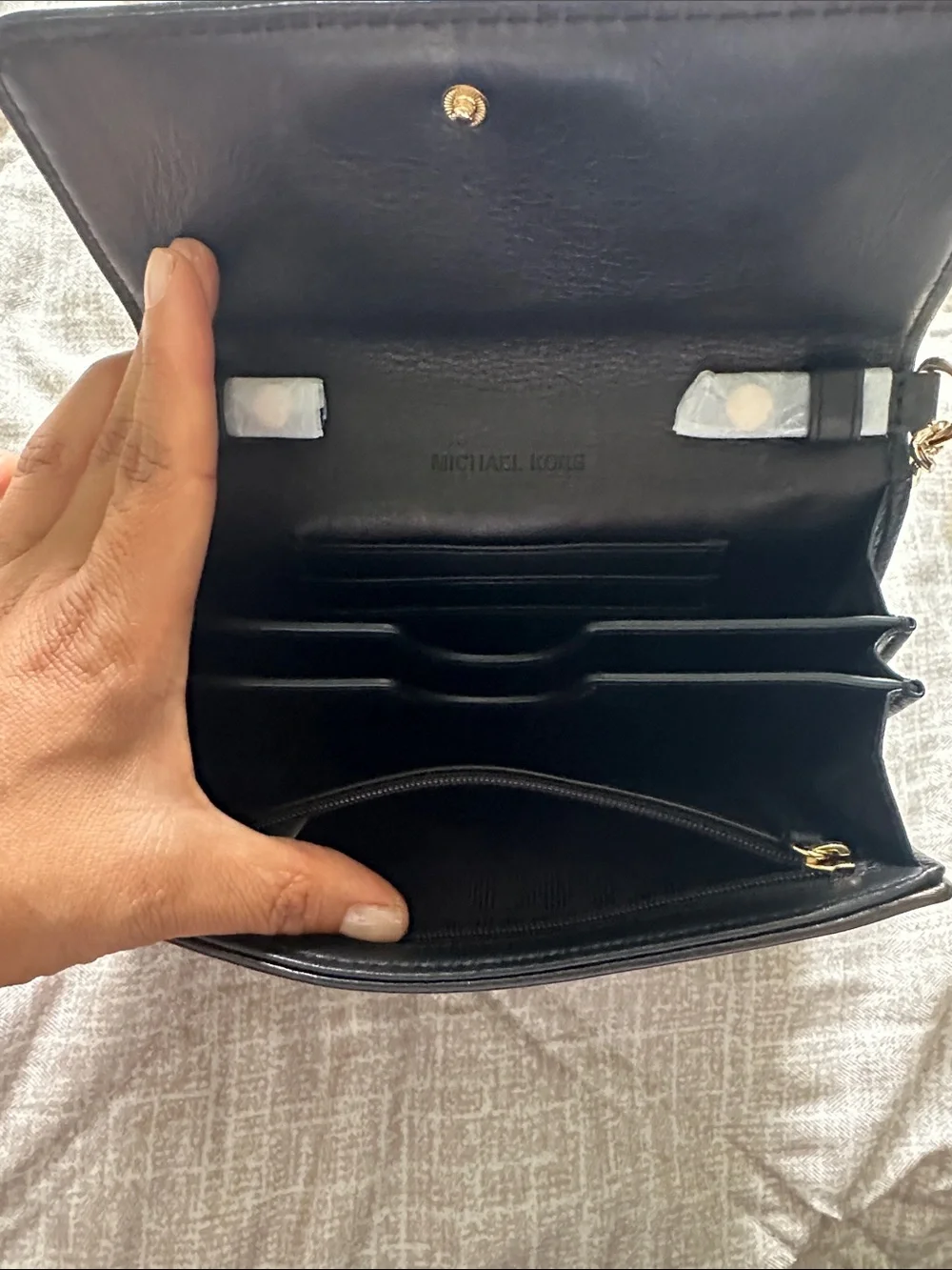 Michael Kors Black Crossbody with Gold Chain Accent